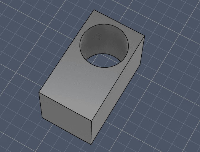 Fusion model of the second motor housing: a block with a round bore the motor slides into.